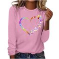 thumbnail image 1 of Jsaierl Hauts de la Saint-Valentin pour Femmes Tendance Coloré Patte de Chien Cœur Graphique T-Shirts Décontractés Col Rond Manches Longues, 1 of 3