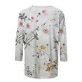 thumbnail image 5 of EGNMCR T-Shirts pour Femmes T-shirt Imprimé de Mode pour Femmes Blouse Mi-Longue à Manches 3/4 Col Rond Hauts Décontractés, 5 of 5