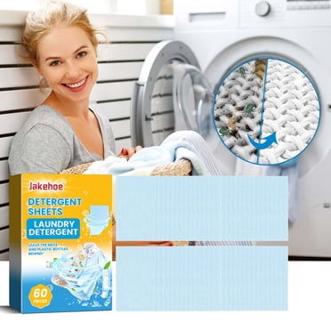 Vadktai Laundry Detergent Sheets, Eco-Friendly Laundry Detergent, Washer Sheets Detergent, No Plastic Jug, Laundry Soap Sheets For Travel, Home Washing, Fresh Scent, 60 Sheets