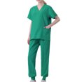 thumbnail image 2 of Pisexur Women's Solid Color Stretch Scrub Set, V Neck, Short Sleeve, Small, 2 of 3