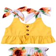 thumbnail image 4 of Infant Baby Girls Clothes Set Ruffle Crop Seeveless Tops +Sunflower Shorts +Headband Summer, 4 of 10