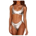 thumbnail image 1 of Bathing Suit for Women One Piece Women Shiny Two Swimsuits Bikini Bathing Suit Vest Jumpsuit, 1 of 6