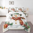 thumbnail image 1 of Cartoon Snowman Queen Comforter Set,Santa Claus Hat Bedding Set,Xmas Gift Down Comforter,Happy Winter Holiday Bed Set Microfiber, 1 of 7