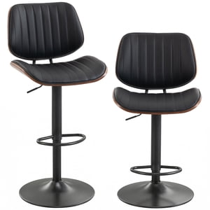 HOMCOM Bar Ensemble de tabourets 2, Tabourets pivotants modernes mi-century, Noir
