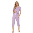 thumbnail image 2 of MINTLIMIT Ensembles de Pyjama Unis pour Femmes, Hauts à Manches Courtes et Pantalons Capri, 2 of 3