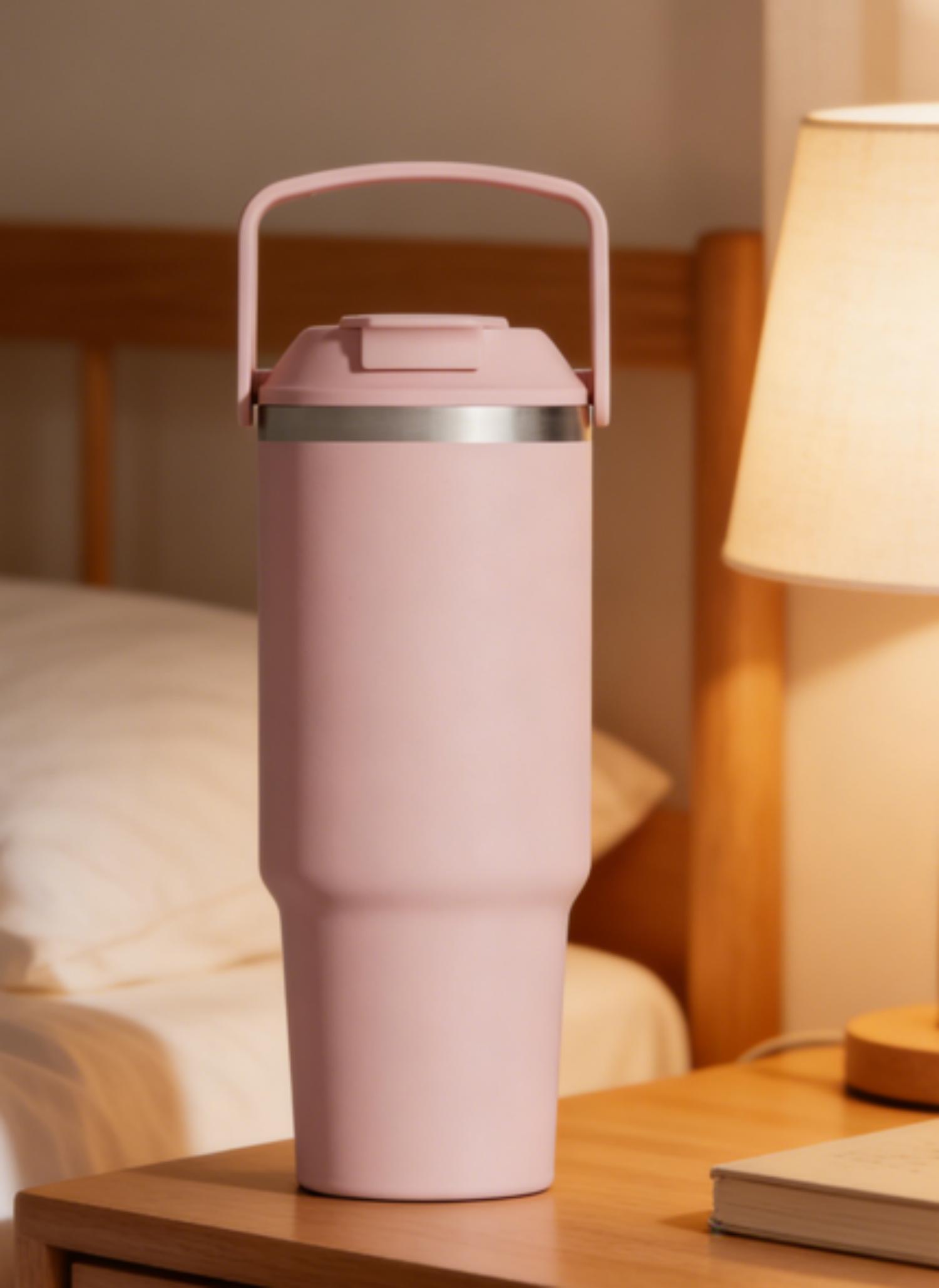 Gourde en acier inoxydable Mainstays 30 oz, Rose, Intérieur SS304 & Extérieur SS201, Silicone PP