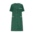 thumbnail image 3 of Bocqde Robe de Sarrau Femmes Infirmières Tenue de Travail Robes Manches Courtes Boutonnée Robe de Sarrau avec Poches, 3 of 5