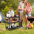 thumbnail image 2 of Costway Heavy Duty 3-Tier Utility Cart with Ergonomic Handle Universal Wheels Garage Black, 2 of 10