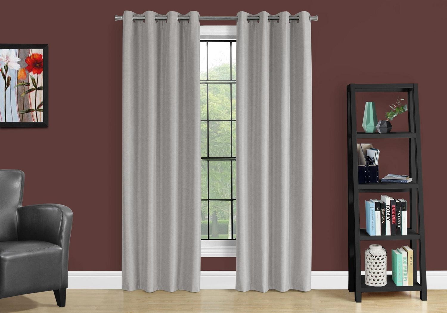 Monarch Specialties Curtain Panel, 2pcs Set, 54"w X 95"l, 100% Blackout, Grommet, Living Room, Bedroom, Kitchen, Thermal Insulation, Polyester, Brown, Contemporary, Modern