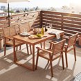 thumbnail image 2 of Gymax 5PCS Acacia Wood Dining Set Outdoor Table & Rattan Chairs for Balcony Poolside, 2 of 10