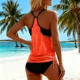 thumbnail image 4 of Moxiu Women's Two Piece Tankini Bathing Suits T-Back Top Ruched Padded Modest Swim Shorts Summer Basic Swimwear Orange,XL, 4 of 5