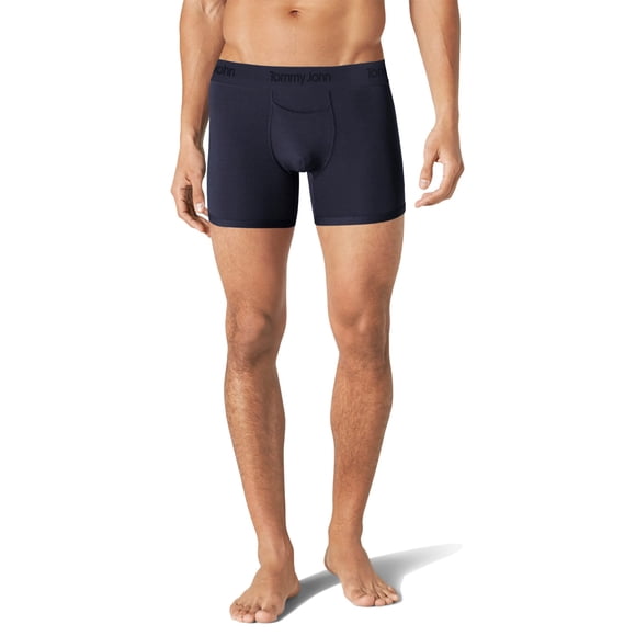 Tommy John Men's Underwear, Boxer Briefs, Second Skin Fabric Trunk with 4" Inseam, (Large, Dress Blue - 1 Pack)