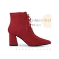 thumbnail image 3 of Unique Bargains Bottines à Talon Bloc à Bout Pointu à Lacets pour Femmes Rouge (Taille 9), 3 of 4