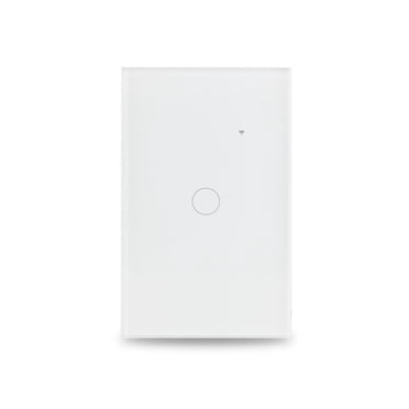 Lloyd's Smart WiFi Switch - Compatible avec Alexa et Google Home, Ce 100-240V, 15A Switch; Design en Verre Trempé Élégant en Blanc. Il Contrôle 2 Unités Séparées (2-Gang) pour Intégration de la Maison Intelligente.