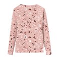 thumbnail image 4 of Pompotops Femmes Dames Col Rond Hauts Amples Décontractés T-Shirts Imprimés Blouse à Manches Longues en Solde, 4 of 5