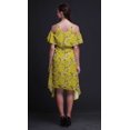 thumbnail image 4 of Bimba Robe Droite à Épaules Dénudées Style Chic Imprimé Oiseau Jaune pour Femmes Tunique d'Été - Petit, 4 of 6