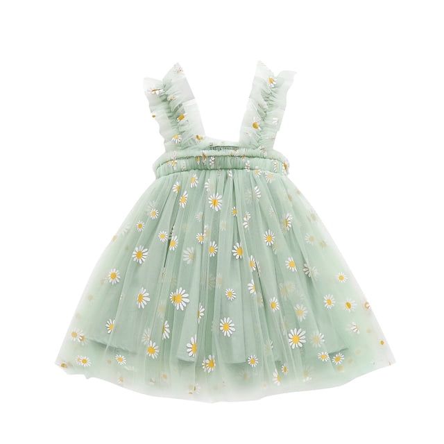 Robes d'Été pour Filles Robe Tutu Sans Manches pour Filles Robe de Fête pour Fille Robe en Tulle Filles 2-3 Ans