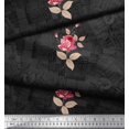 thumbnail image 3 of Soimoi Tissu de Velours Texture, Feuilles & Rose Fleur Tissu Imprimé 1 Yard 58 Inch Wide, 3 of 3