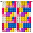 thumbnail image 1 of ICMOLYYENLO Rideau pour Garçon, Blocs de Rideaux, Jouet, Contour Abstrait, Imprimé Géométrique Coloré en Briques, Rideau pour Garçons et Filles, Chambre de Bébé, Rideaux 42x45 Pouces, 2 Panneaux, 1 of 7