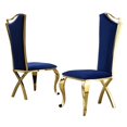 thumbnail image 1 of Chaises d'Appoint Élégantes en Velours Bleu Marine et Acier Inoxydable Doré (Lot de 2), 1 of 2