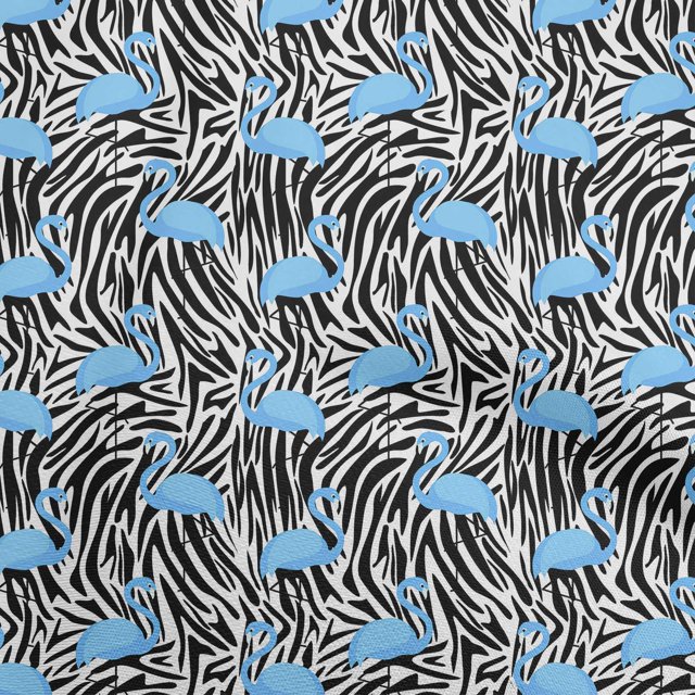 oneOone Polyester Spandex Light Blue Fabric Flamingo Sewing Material Print Fabric By The Yard 56 Inch Wide