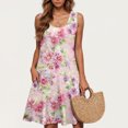 thumbnail image 1 of Ovzne Robes d'Été pour Femmes 2025 Robe de Plage Robe Décontractée pour Femmes Grande Taille Sans Manches à Col Rond Courte Robe à Fleurs Robe pour Femmes Liquidation, 1 of 5