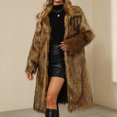 thumbnail image 1 of LSLJS Womens Ladies Warm Faux Furry Long Coat Jacket Winter Solid V-neck Outerwear, 1 of 9