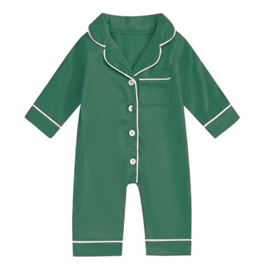 WRKEKC Infant Boys and Girls Satin Romper Notched Collar Button Front Solid Color Long Sleeve Soft Warm Snug Fitting Fall Winter OutFitting for 1-18 Months