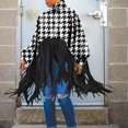 thumbnail image 2 of Pompotops Automne et Hiver Femmes Décontracté Imprimé Ample Manches Longues Col Montant à Franges Sweatshirts Hauts, 2 of 8