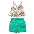 thumbnail image 1 of Toddler Girls Floral Print Cropped Tops+Solid Color Shorts Clothes Set, 1 of 8