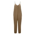 thumbnail image 4 of Summer Jumpsuits for Women Spaghetti Straps Solid Color Wide Leg Long Pants Rompers Casual Loose Fit Beach Jumpsuits, 4 of 5