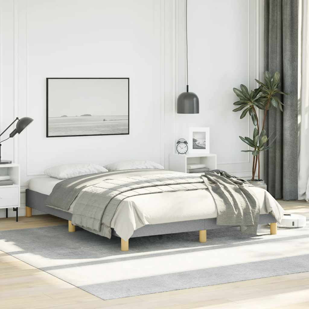 vidaXL Bed Frame Light Grey 137x190 cm Full Fabric