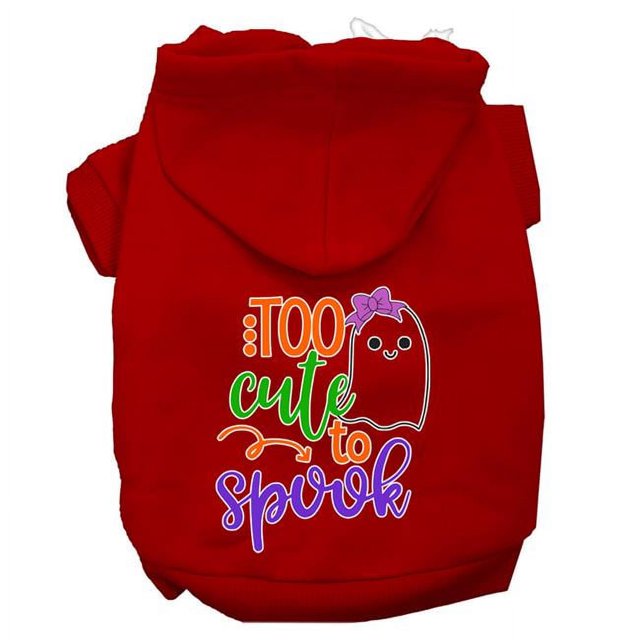 Mirage Pet 62-436 RDSM Too Cute to Spook-Girly Ghost Screen Print Dog Hoodie, Red - Small