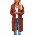 thumbnail image 1 of FOCUSNORM Women Juniors Cardigan, Solid Color Long Sleeve Sweater Coat with Pockets, 1 of 5