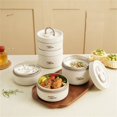 thumbnail image 3 of CHOK Portable Insulated Lunch Container Set Stackable Stainless Steel Food Container with Thermal Bag Leakproof for School Work Picnic Travel Warm Food Storage Box, 3 of 8