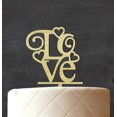 thumbnail image 3 of Love Custom Cake Topper With Two Hearts Personalized Rustic Wooden Cake Topper Cake Decoration 5 Inches Wide, 3 of 3