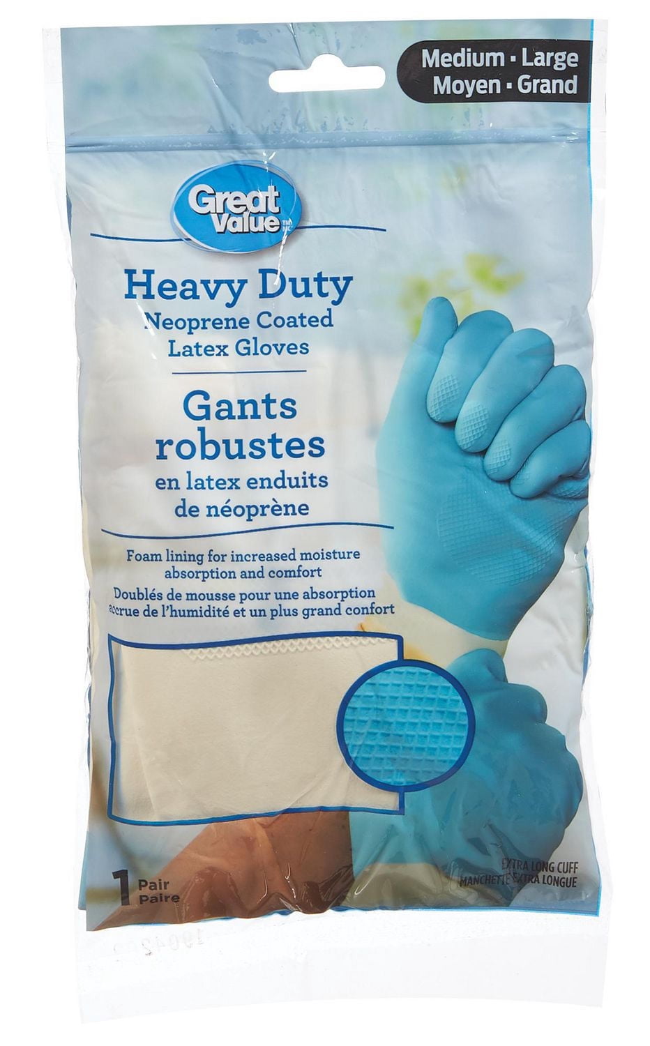 Great Value Heavy Duty Neoprene Coated Latex Gloves