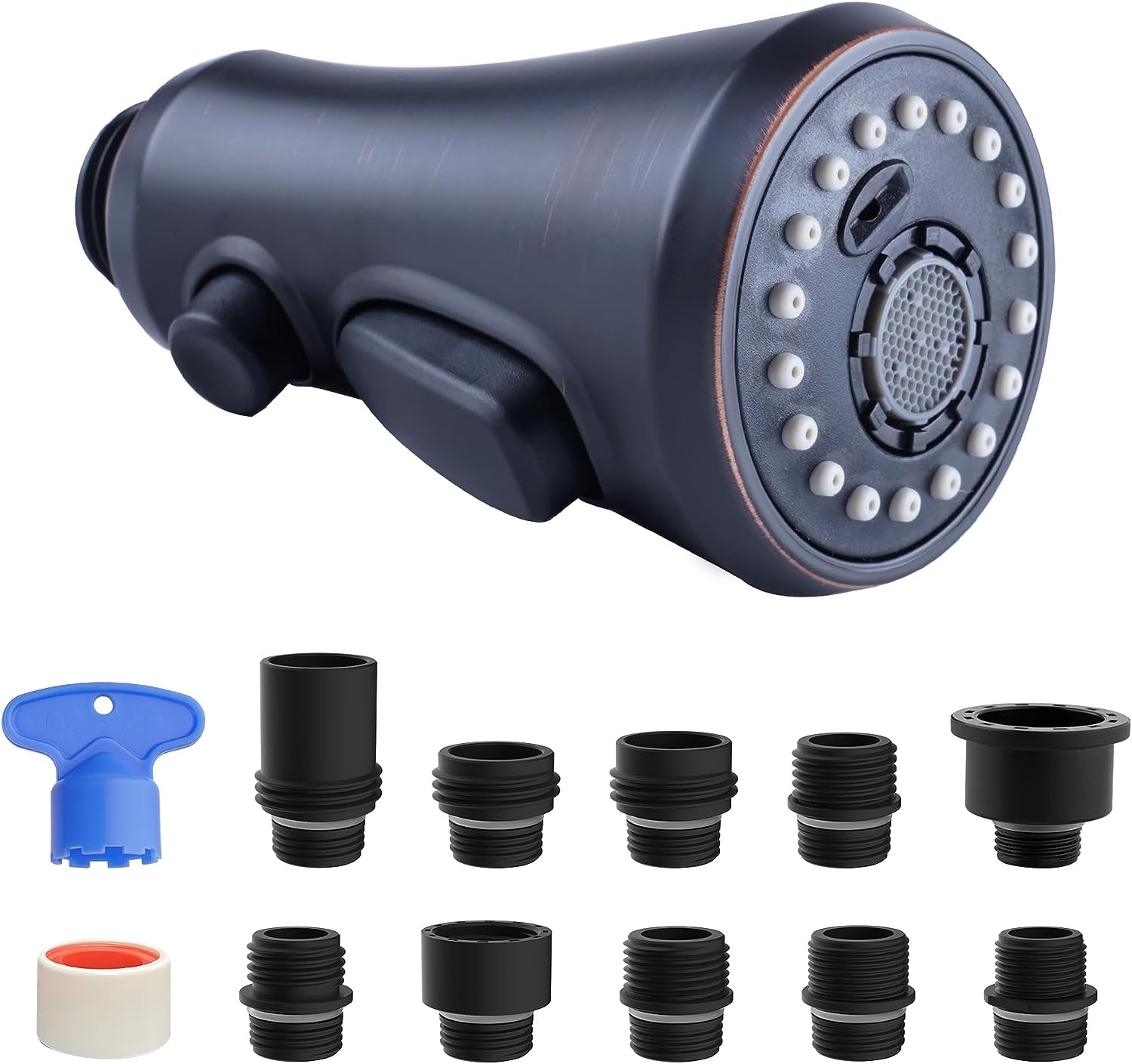 ORUYROP Pull Down Spray Head for Kitchen Faucet,3-Function Kitchen Sink Spray with 10 Adapters, Faucet Head Replacement Compatible with Moen, American Standard, Delta, Kohler Faucets Oil-Rubbe