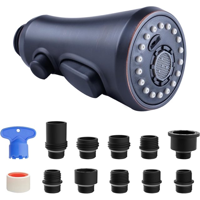 ORUYROP Pull Down Spray Head for Kitchen Faucet,3-Function Kitchen Sink Spray with 10 Adapters, Faucet Head Replacement Compatible with Moen, American Standard, Delta, Kohler Faucets Oil-Rubbe