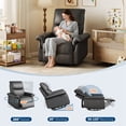 thumbnail image 4 of Oversized Swivel Rocker Recliner Chair for Living Room – Modern PU Leather, Deep Seat, Padded Armrests, 360° Glider Single Sofa, USB Charging Port, Power Reclining, Ideal for Bedroom & Nursery, 4 of 8