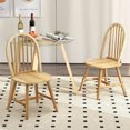 thumbnail image 2 of Costway 3 PCS Dining Set for 2 Round Table with 2 Chairs Solid Rubber Wood Frame Modern Beige, 2 of 6