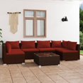 thumbnail image 1 of vidaXL 7 Piece Garden Lounge Set with Cushions Poly Rattan Brown, 1 of 5
