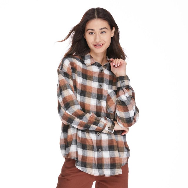 No Boundaries Women's Oversized Flannel Shirt