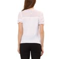 thumbnail image 3 of INSPIRE CHIC Women's Round Neck Lace Keyhole Back Puff Short Sleeve Tops M White, 3 of 5