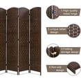 thumbnail image 2 of FDW 6 Panel Room Divider Folding Privacy Screen, 6FT Portable Indoor Partition Wall, Wooden Folding Room Separator, Brown, 2 of 7