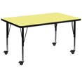 thumbnail image 1 of Mobile 36''W x 72''L Rectangular Yellow Thermal Laminate Activity Table - Height Adjustable Short Legs, 1 of 3