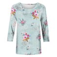 thumbnail image 4 of Pompotops T-shirt Ample Imprimé pour Femme Blouse à Manches 3/4 Col Rond Hauts Décontractés Liquidation, 4 of 5