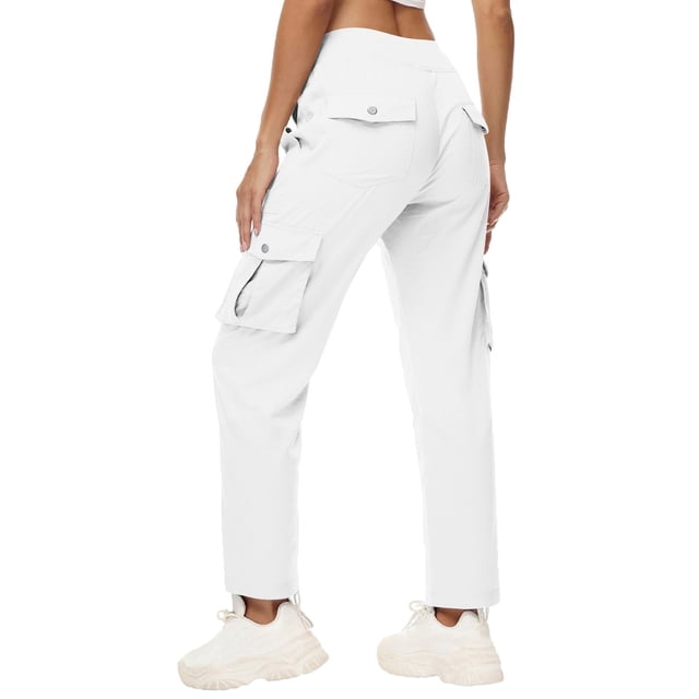 iHPH7 Joggers pour Femmes Pantalons Cargo pour Femmes Pantalons à Séchage Rapide Femmes Pantalons Amples Pantalons Taille Haute pour Femmes Pantalons de Travail Femmes Pantalons de Randonnée Femmes Blanc 3TG