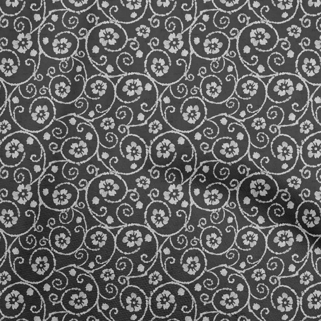 oneOone Rayon Dark Gray Fabric Asian Batik Floral Craft Projects Decor Fabric Printed By The Yard 56 Inch Wide
