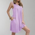 thumbnail image 1 of Ovzne Robes d'Été pour Femmes Robe Femmes Femmes Couleur Unie avec Poches Chemises de Nuit Sans Manches Vêtements de Nuit Chemise de Nuit à Plis devant Col Rond Robe de Nuit Robe de Printemps Liquidation, 1 of 7